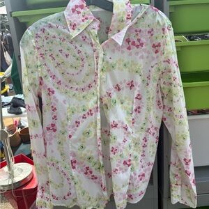 Barneys New York Floral Shirt with Pink and Yellow Accents